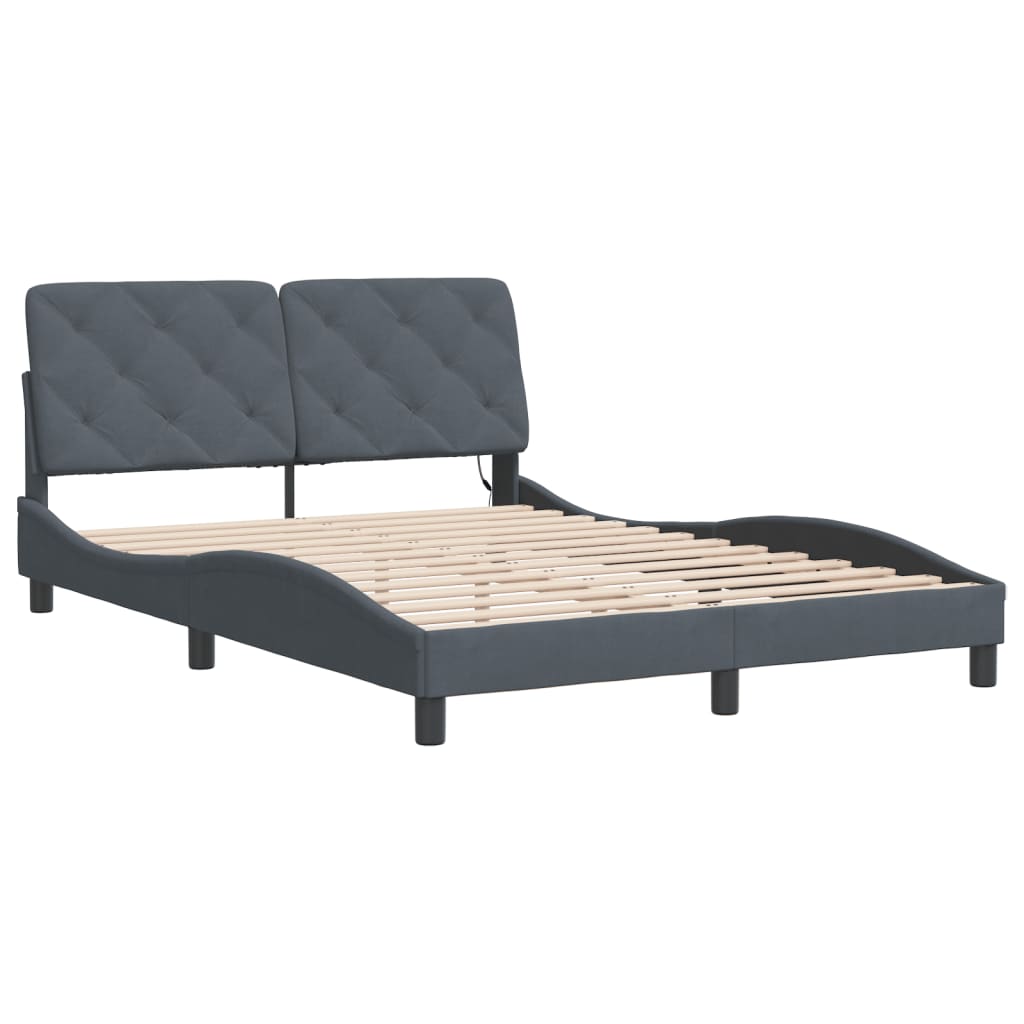 Bedframe met LED-verlichting fluweel donkergrijs 140x200 cm