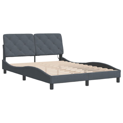 Bedframe met LED-verlichting fluweel donkergrijs 140x200 cm