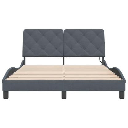 Bedframe met LED-verlichting fluweel donkergrijs 140x200 cm
