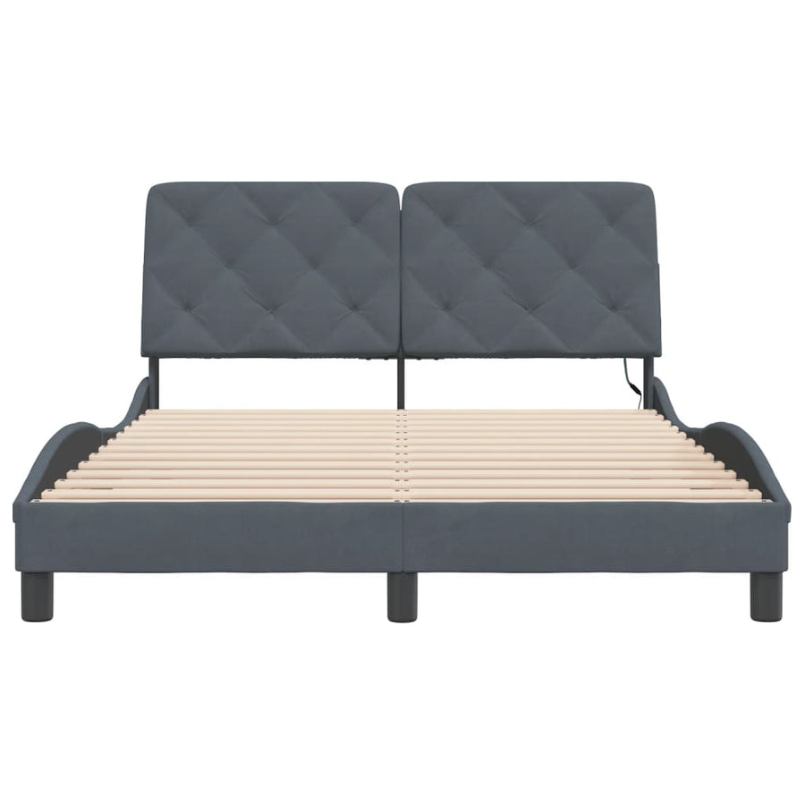 Bedframe met LED-verlichting fluweel donkergrijs 140x200 cm