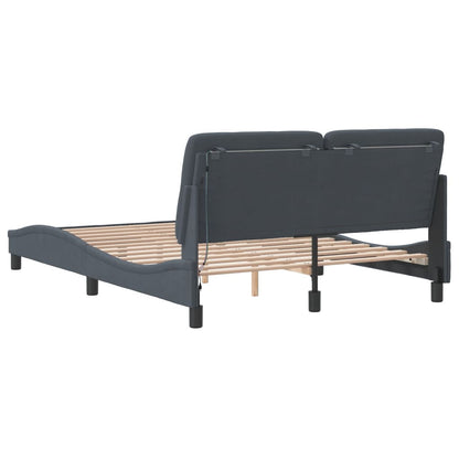 Bedframe met LED-verlichting fluweel donkergrijs 140x200 cm