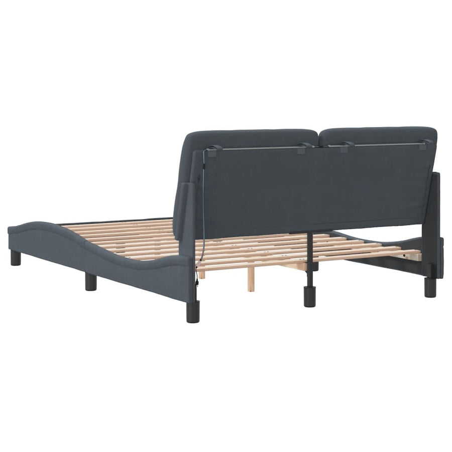 Bedframe met LED-verlichting fluweel donkergrijs 140x200 cm
