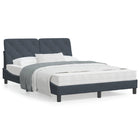 LED Bed Frame without Mattress Velvet Dark Grey 140x200 cm