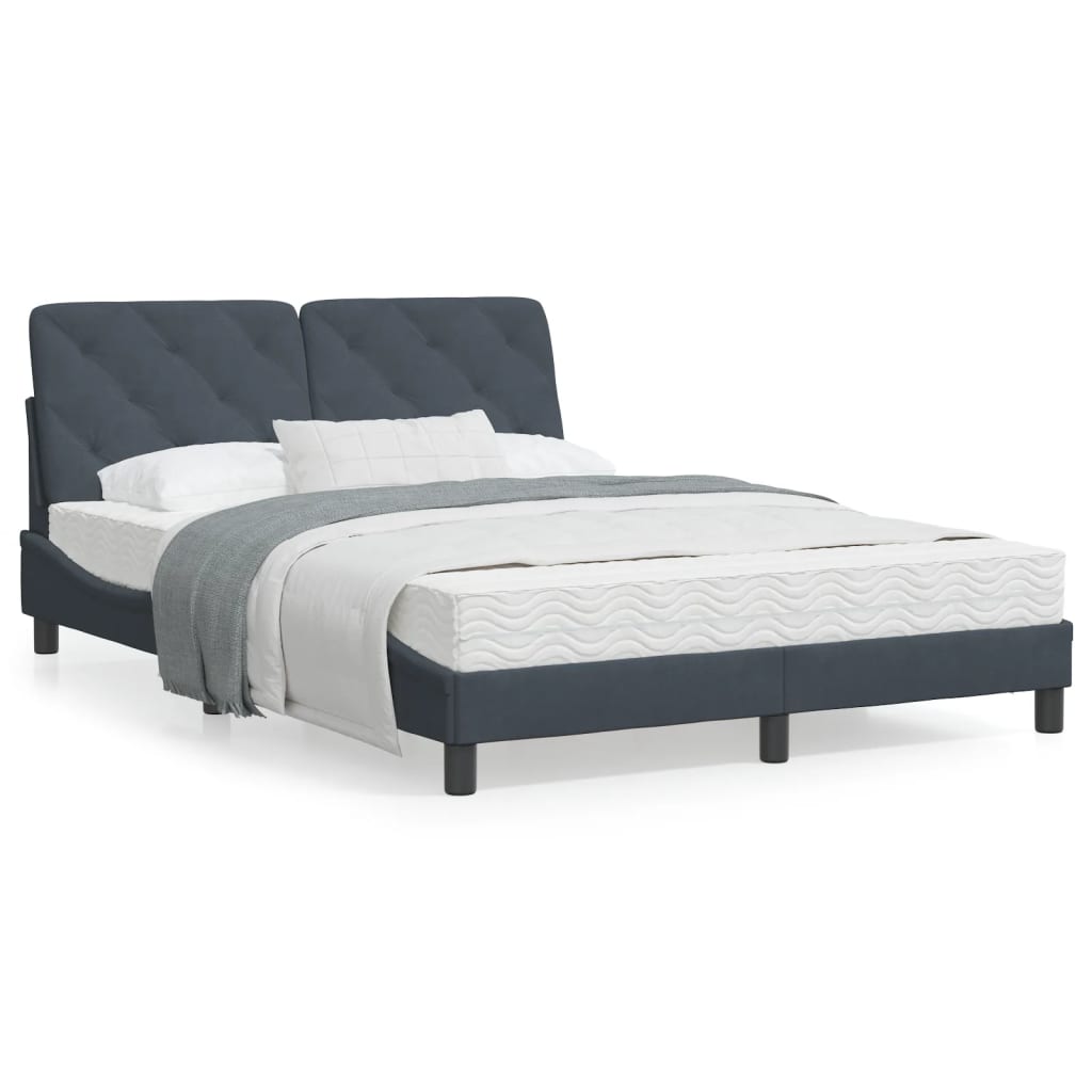 Bedframe met LED-verlichting fluweel donkergrijs 140x200 cm