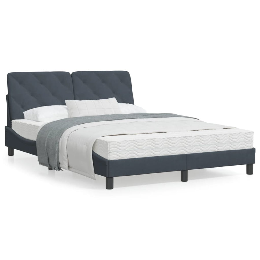 Bedframe met LED-verlichting fluweel donkergrijs 140x200 cm