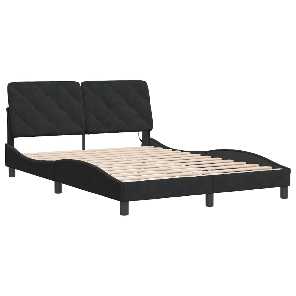 Bedframe met LED-verlichting fluweel zwart 140x200 cm