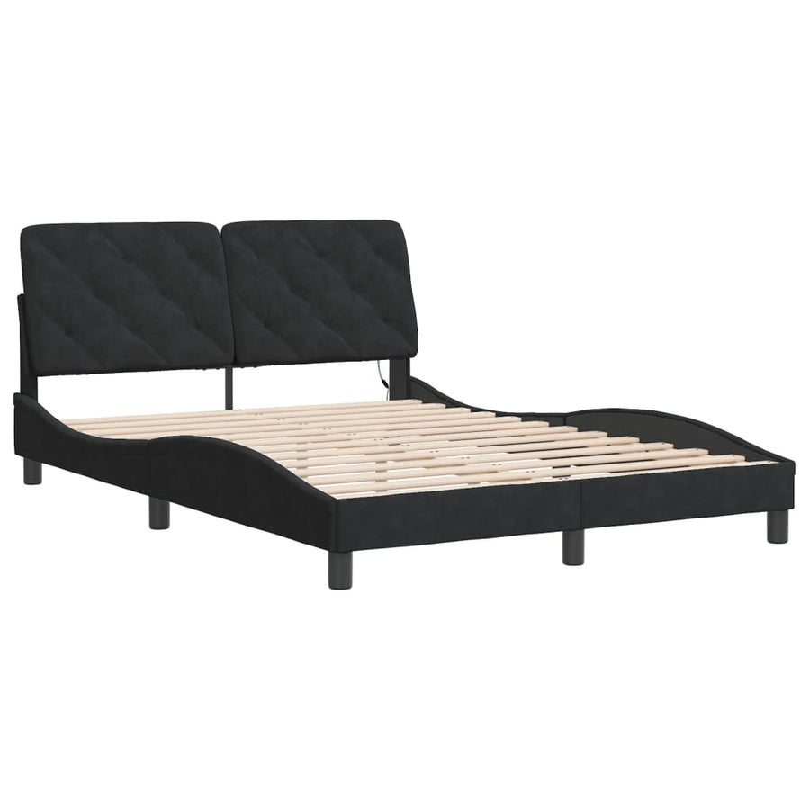 Bedframe met LED-verlichting fluweel zwart 140x200 cm
