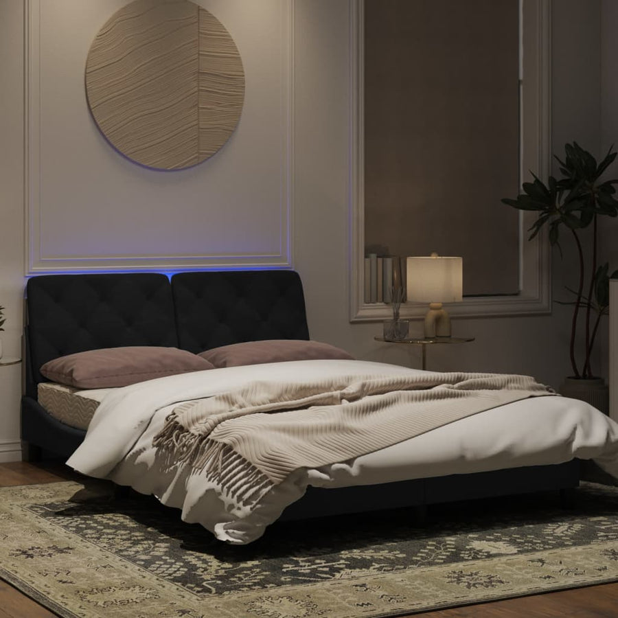 Bedframe met LED-verlichting fluweel zwart 140x200 cm