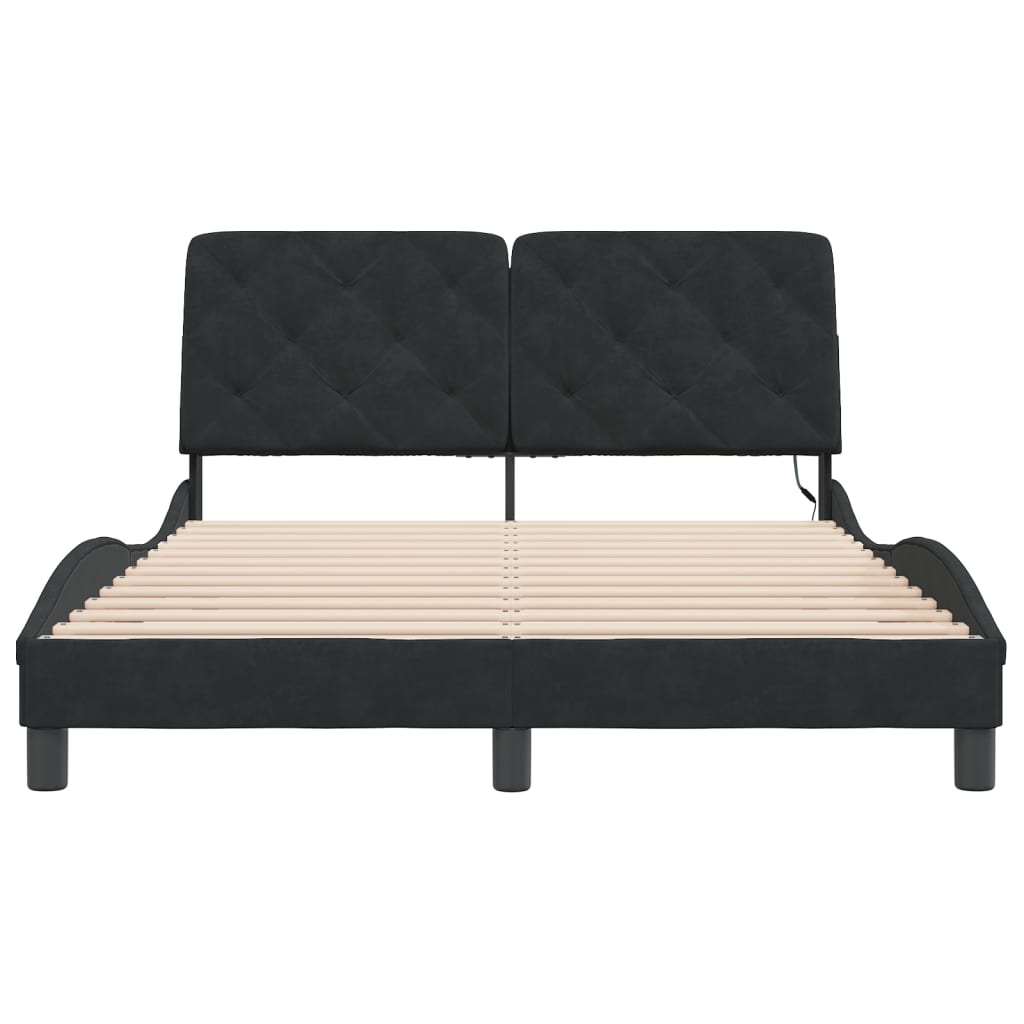 Bedframe met LED-verlichting fluweel zwart 140x200 cm