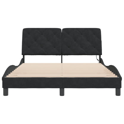 Bedframe met LED-verlichting fluweel zwart 140x200 cm