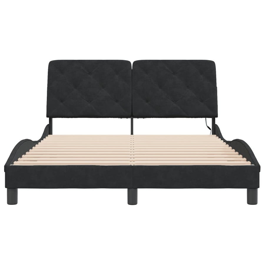 Bedframe met LED-verlichting fluweel zwart 140x200 cm