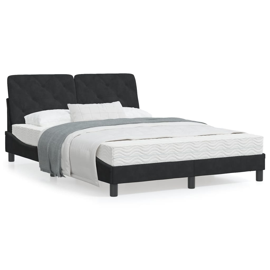 Bedframe met LED-verlichting fluweel zwart 140x200 cm