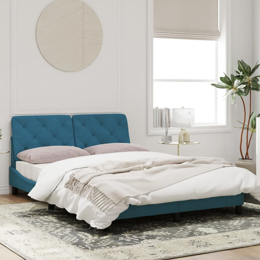 Bedframe met LED-verlichting fluweel blauw 140x200 cm