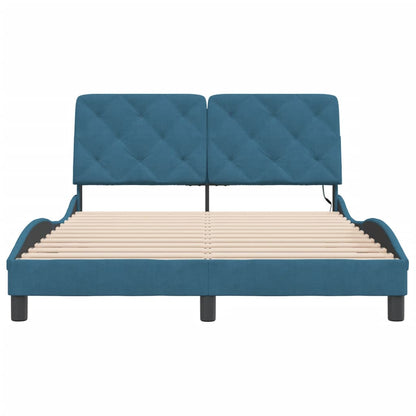 Bedframe met LED-verlichting fluweel blauw 140x200 cm