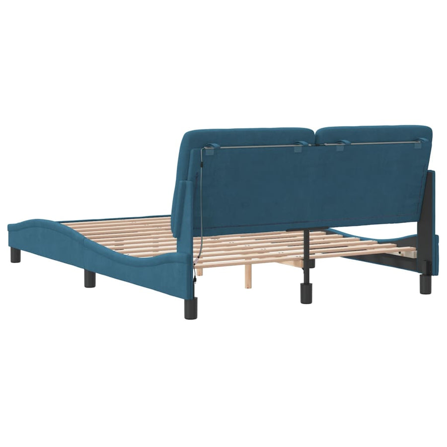 Bedframe met LED-verlichting fluweel blauw 140x200 cm