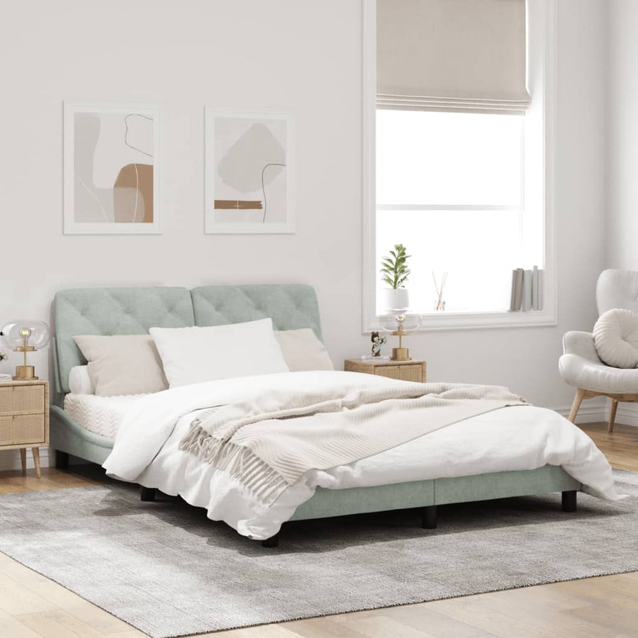 Bedframe met LED-verlichting fluweel lichtgrijs 160x200 cm
