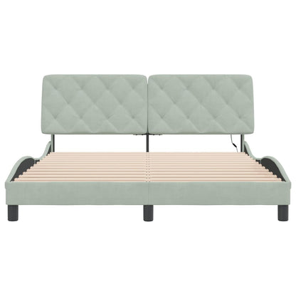 Bedframe met LED-verlichting fluweel lichtgrijs 160x200 cm