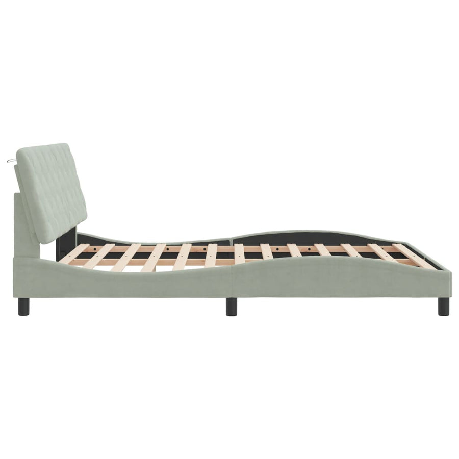 Bedframe met LED-verlichting fluweel lichtgrijs 160x200 cm