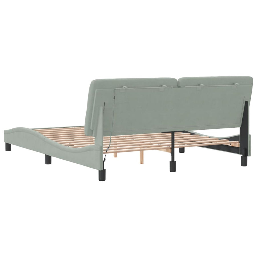 Bedframe met LED-verlichting fluweel lichtgrijs 160x200 cm