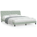 LED bed frame without mattress velvet light grey 160x200 cm