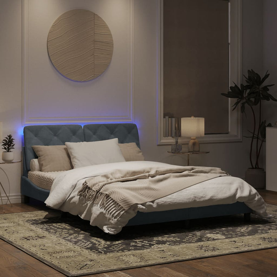 Bedframe met LED-verlichting fluweel donkergrijs 160x200 cm