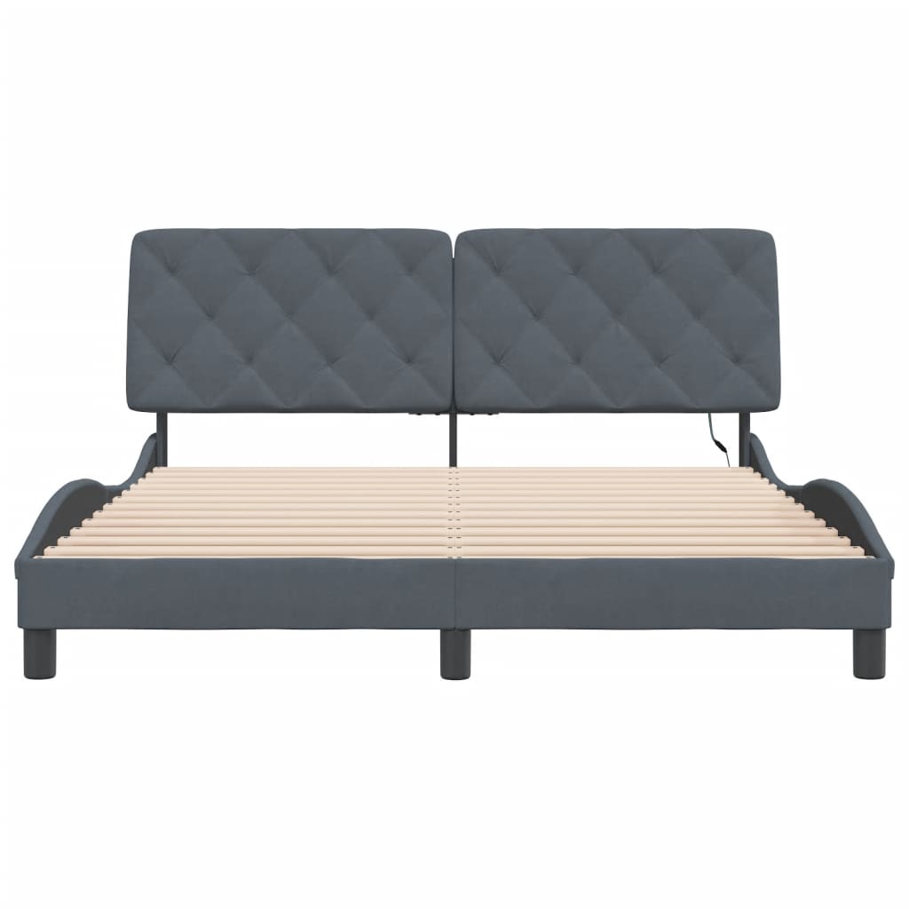 Bedframe met LED-verlichting fluweel donkergrijs 160x200 cm