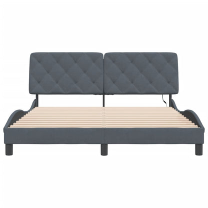 Bedframe met LED-verlichting fluweel donkergrijs 160x200 cm
