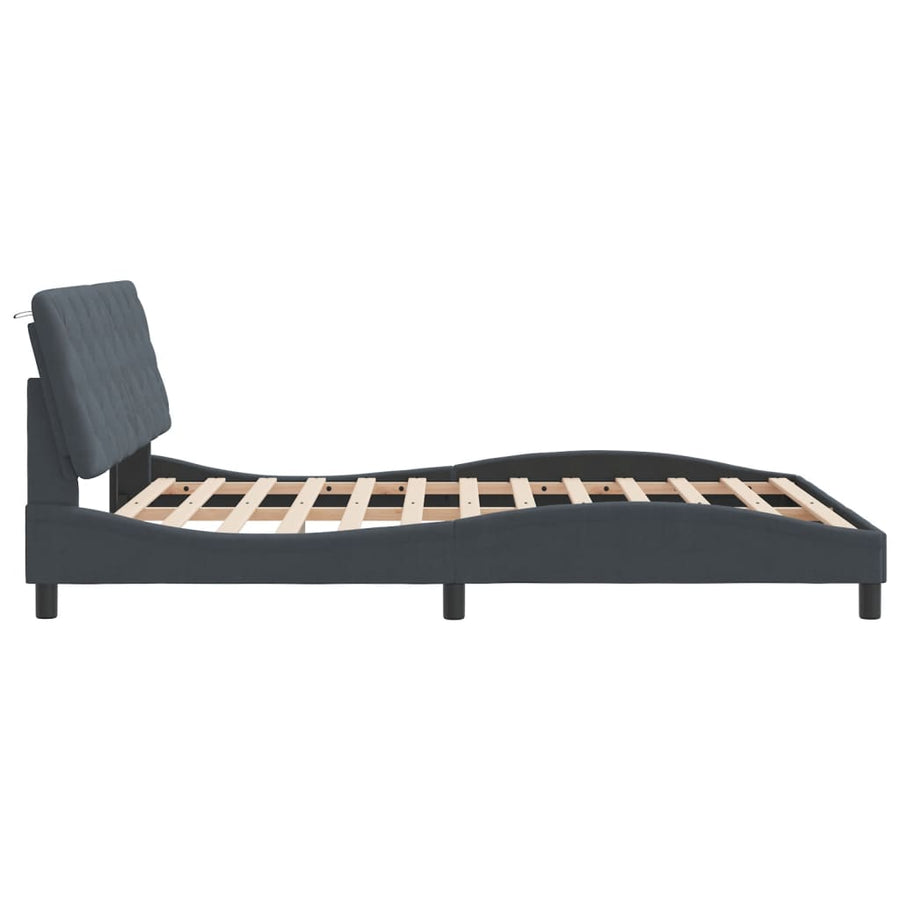 Bedframe met LED-verlichting fluweel donkergrijs 160x200 cm