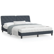 Bedframe 160x200 cm fluweel donkergrijs LED