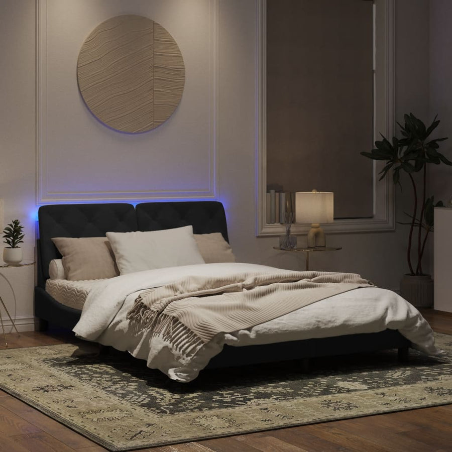 Bedframe met LED-verlichting fluweel zwart 160x200 cm