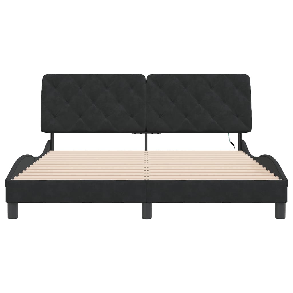 Bedframe met LED-verlichting fluweel zwart 160x200 cm