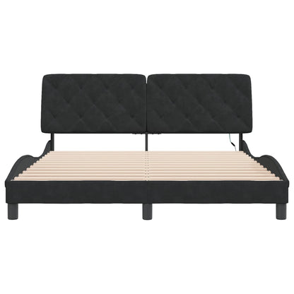 Bedframe met LED-verlichting fluweel zwart 160x200 cm