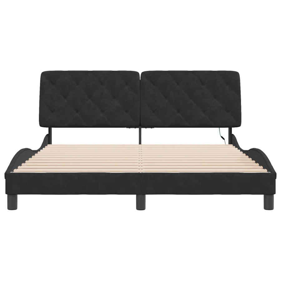 Bedframe met LED-verlichting fluweel zwart 160x200 cm