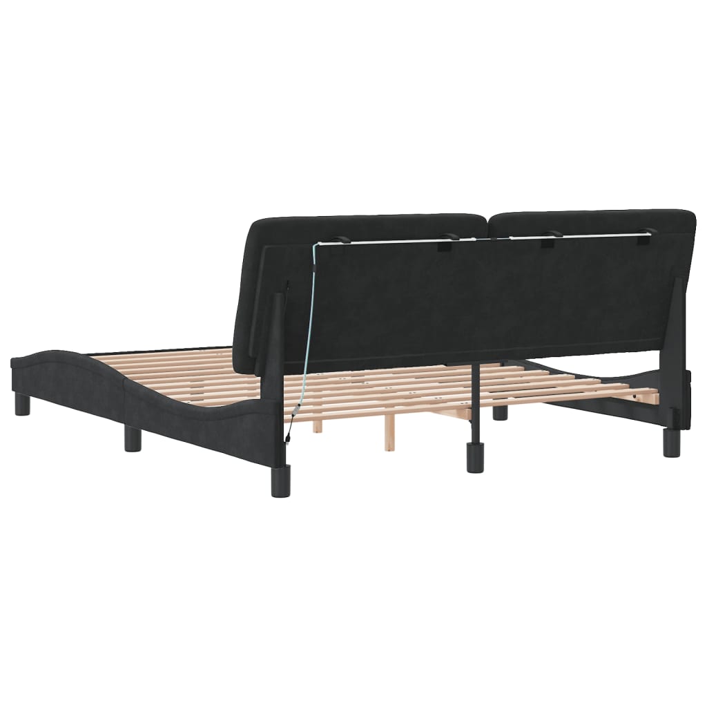 Bedframe met LED-verlichting fluweel zwart 160x200 cm