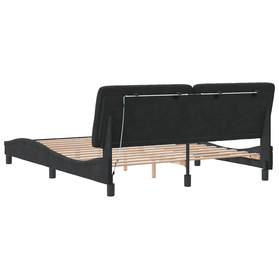 Bedframe met LED-verlichting fluweel zwart 160x200 cm