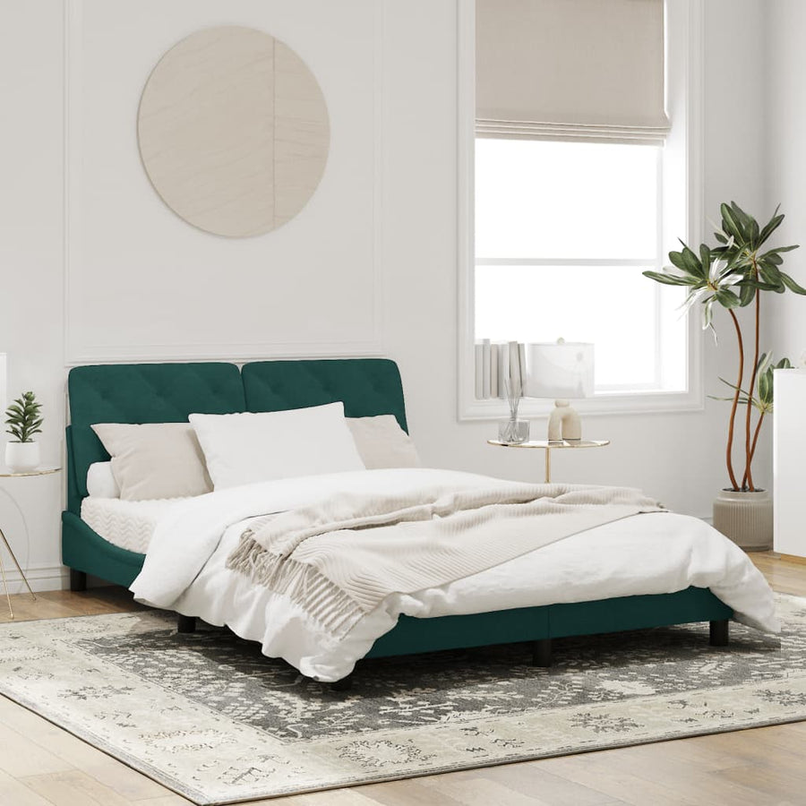 Bedframe met LED-verlichting fluweel donkergroen 160x200 cm