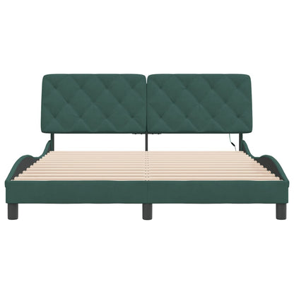 Bedframe met LED-verlichting fluweel donkergroen 160x200 cm