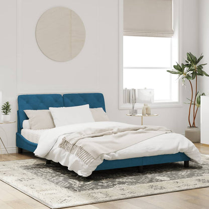 Bedframe met LED-verlichting fluweel blauw 160x200 cm