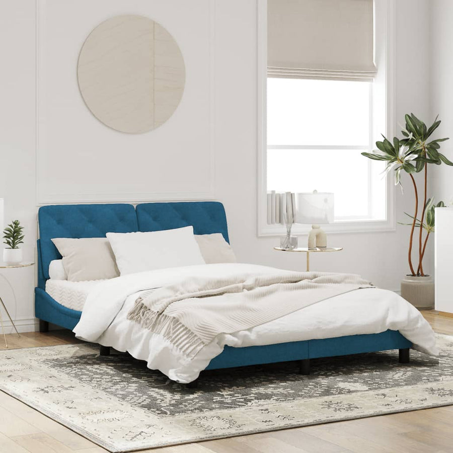Bedframe met LED-verlichting fluweel blauw 160x200 cm