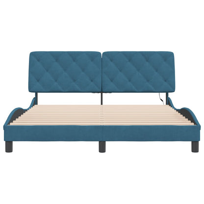 Bedframe met LED-verlichting fluweel blauw 160x200 cm