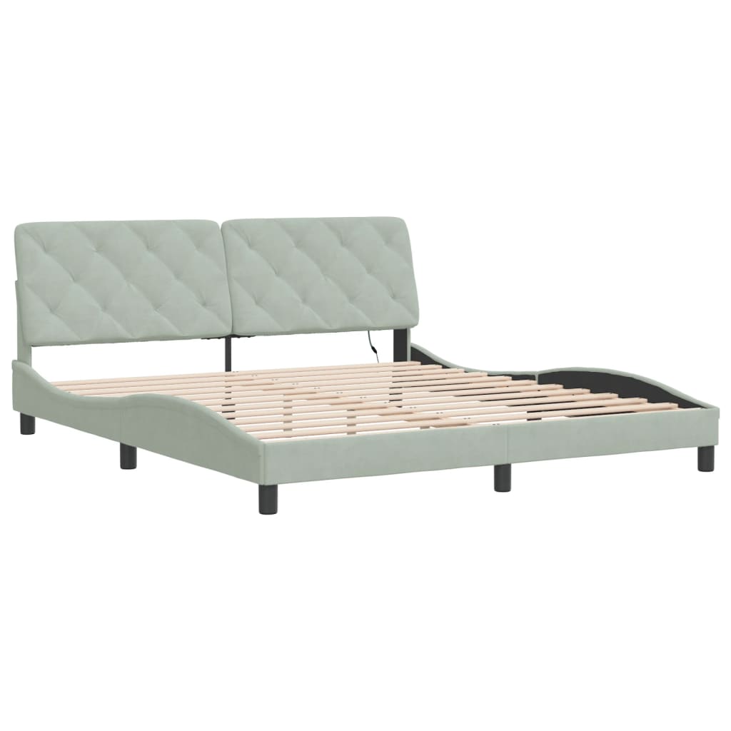 Bedframe met LED-verlichting fluweel lichtgrijs 180x200 cm