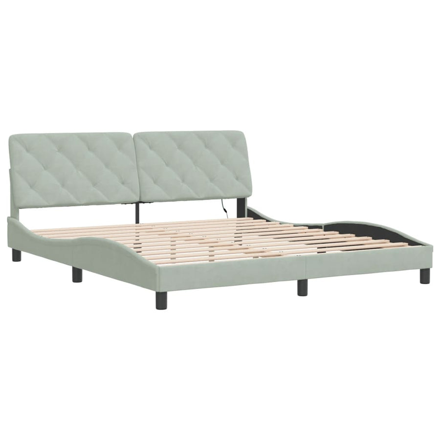 Bedframe met LED-verlichting fluweel lichtgrijs 180x200 cm