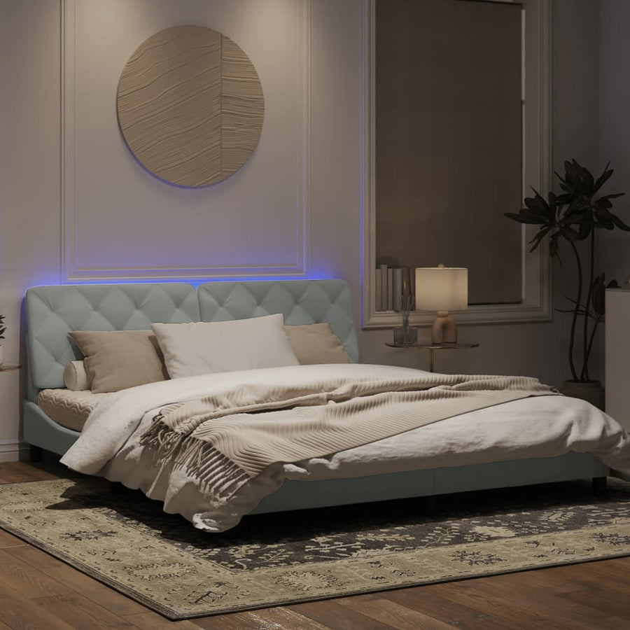 Bedframe met LED-verlichting fluweel lichtgrijs 180x200 cm