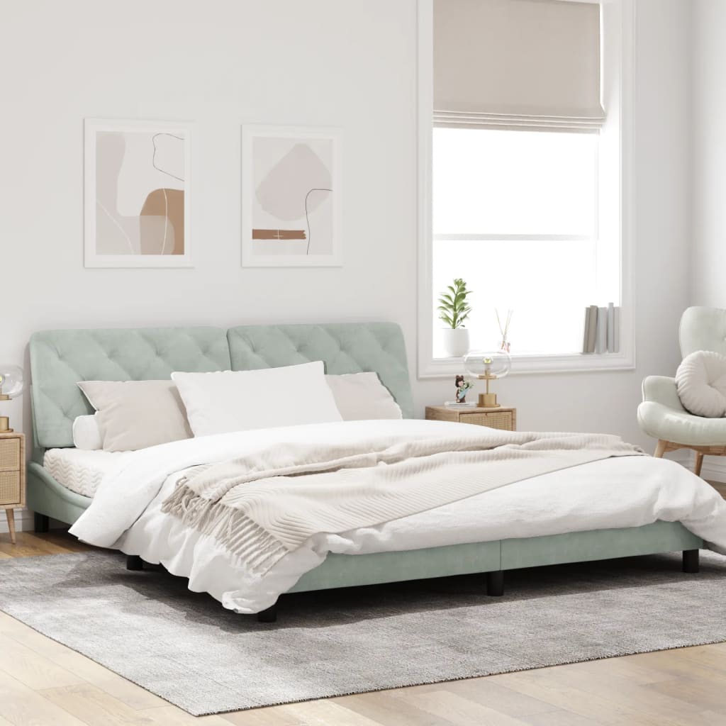 Bedframe met LED-verlichting fluweel lichtgrijs 180x200 cm