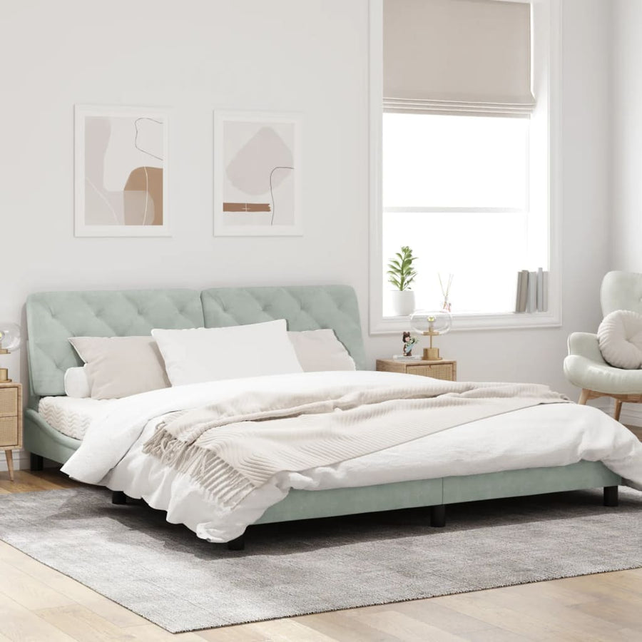 Bedframe met LED-verlichting fluweel lichtgrijs 180x200 cm