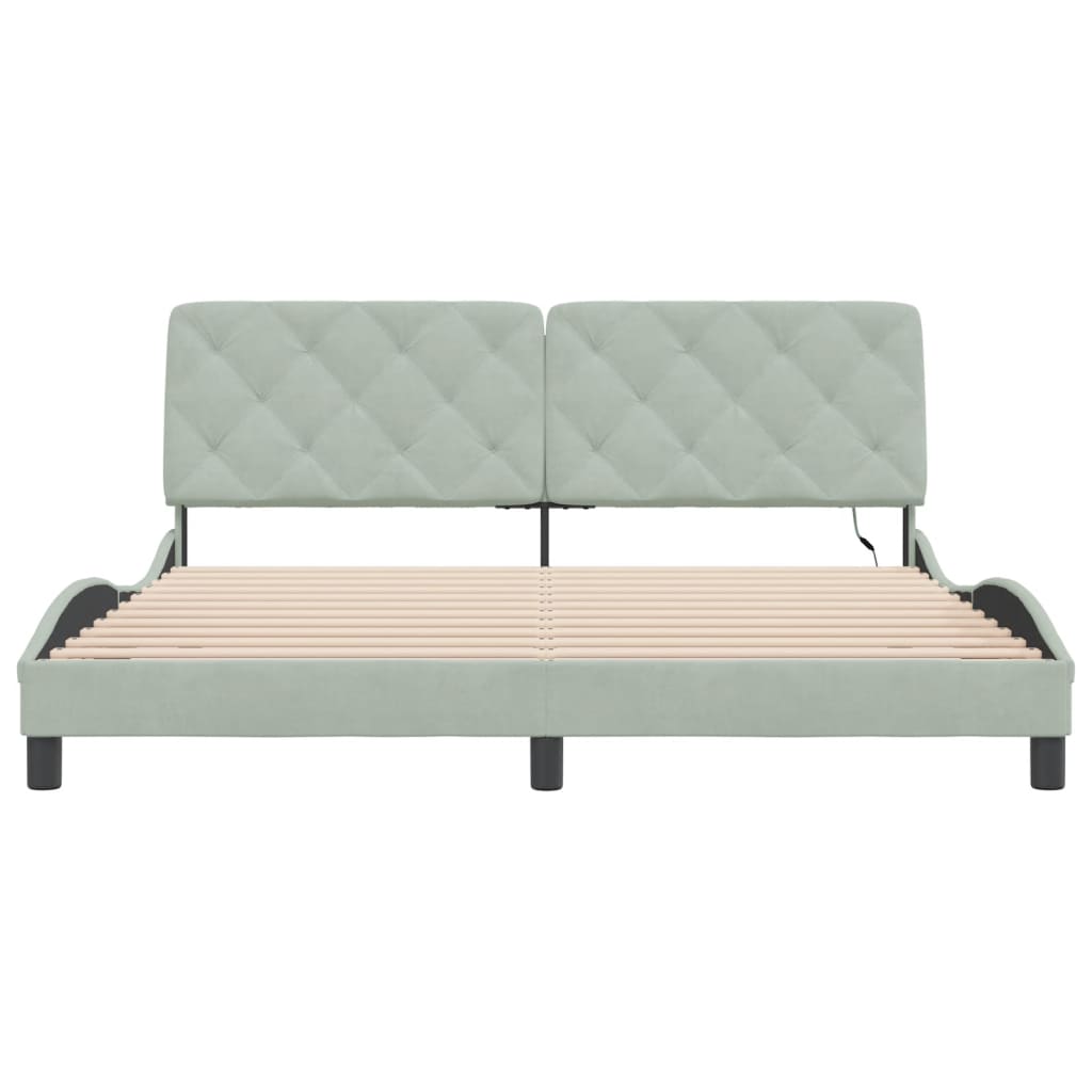 Bedframe met LED-verlichting fluweel lichtgrijs 180x200 cm