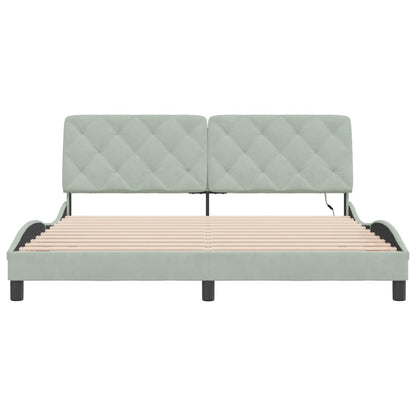 Bedframe met LED-verlichting fluweel lichtgrijs 180x200 cm