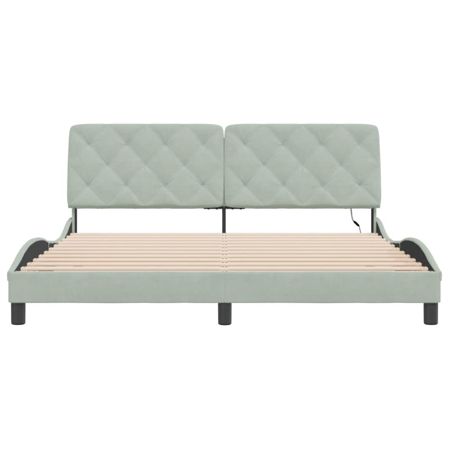 Bedframe met LED-verlichting fluweel lichtgrijs 180x200 cm
