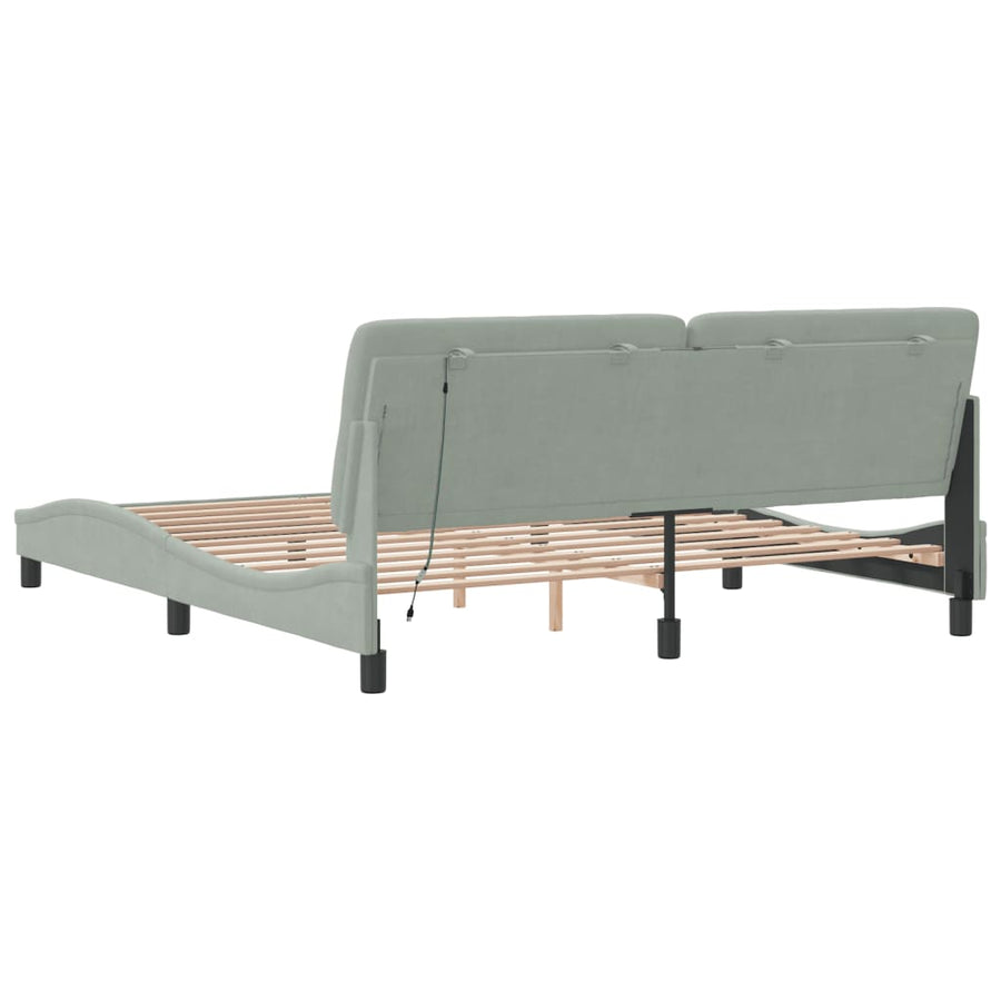 Bedframe met LED-verlichting fluweel lichtgrijs 180x200 cm