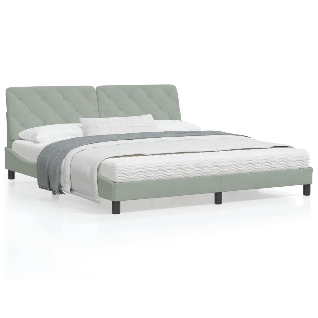 Bedframe met LED-verlichting fluweel lichtgrijs 180x200 cm